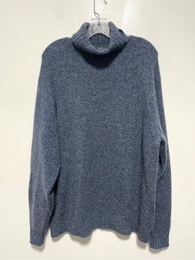 Folio 100% Cashmere Blue Knit Turtleneck Sweater Large Quiet Luxury